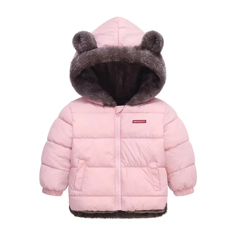 Winter Boys Girls Down Coats Kids Plush Velvet Jackets Children Thick Hooded Outerwear Baby Toddler Autumn Winter Padded Clothes