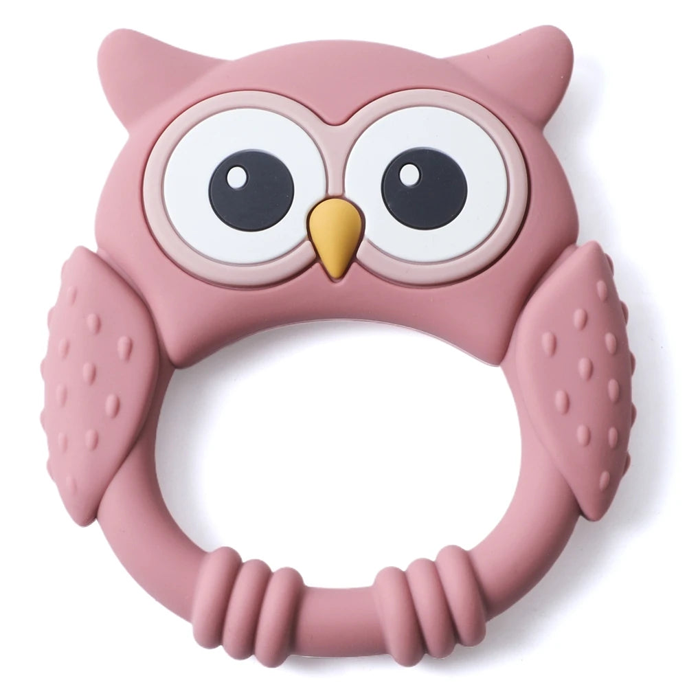 1pc Silicone Teether Baby 0-12 Toys Owl Silicone Cartoon Teether Food Grade Teething Toys for Toddlers Rattle Sensory Toys Gifts