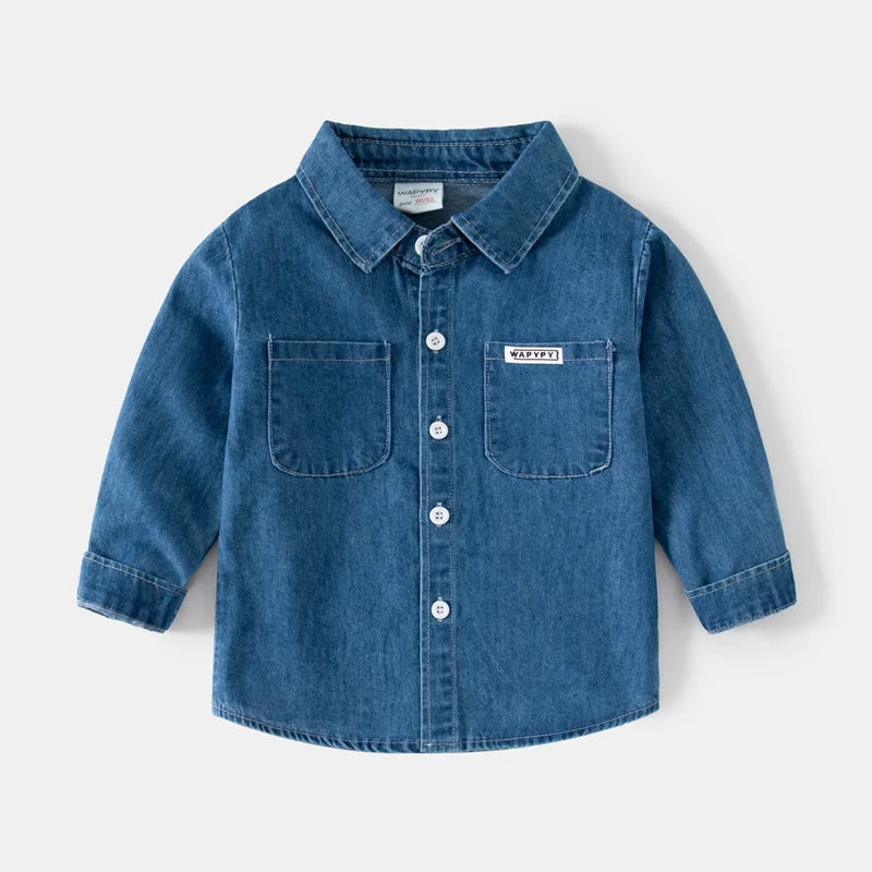 Fashion Jean Shirts for Baby Boys Children Spring Autumn Full Sleeve Denim Jackets Kids Lapel Shirt Coat 2 Colors Baby Clothes
