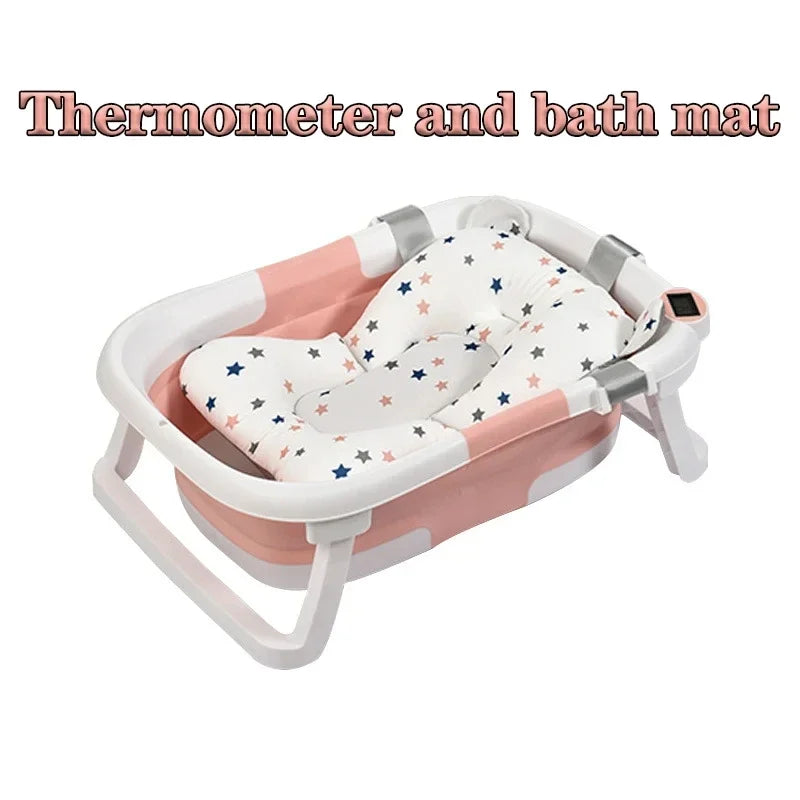 Baby Bathtub Real-time Temperature Silicone Non-Slip Foot Bath Bucket Folding Bathroom With Temperature Sensing
