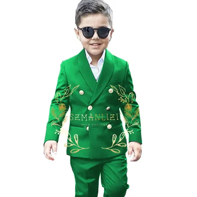 Suit For Boys Wedding Tuxedo 2 Piece Double Breasted Blazer Pants Suit Shawl Lapel Formal Jacket Customized 3-16 years old