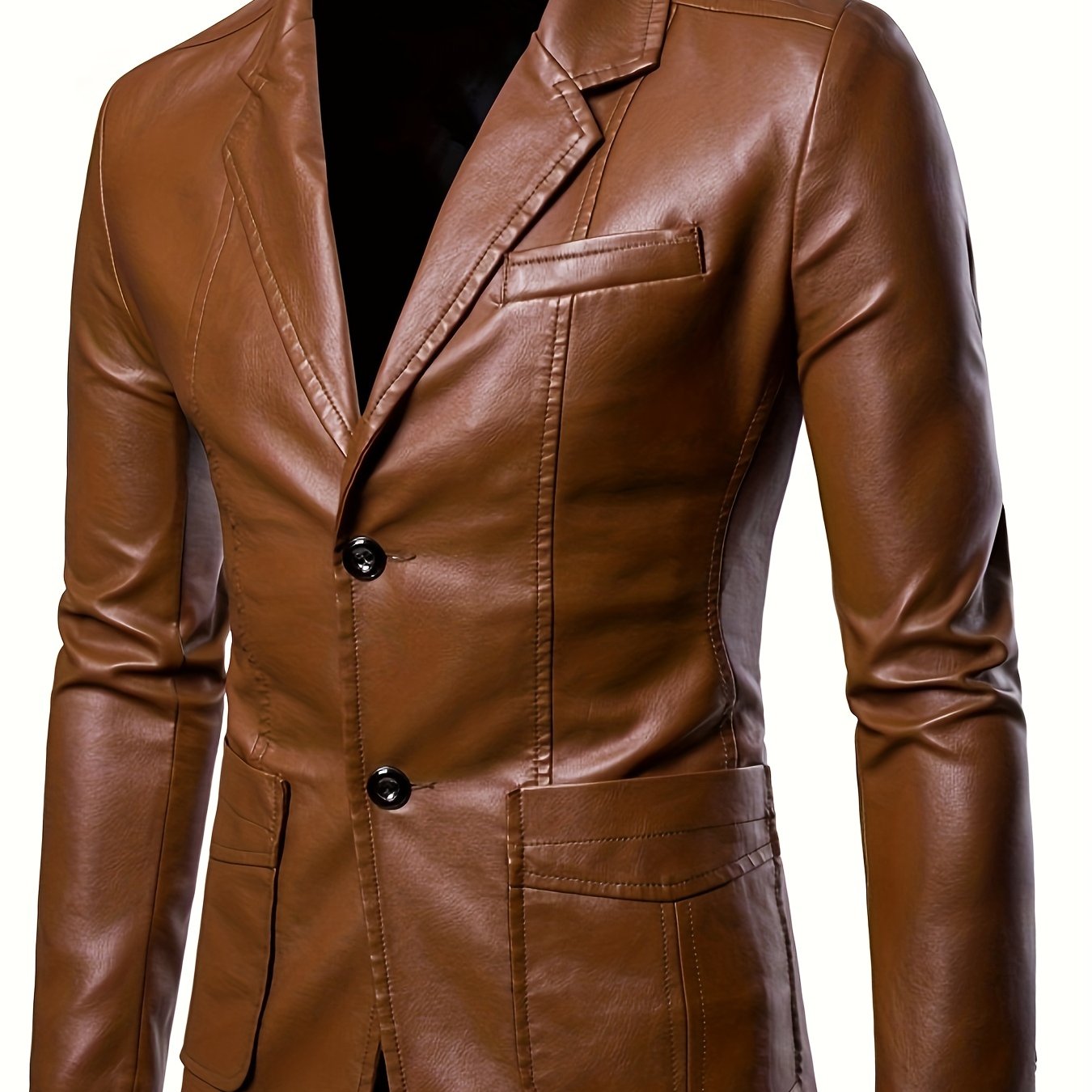 Men's PU Leather Jacket Casual Suit For Autumn And Winter, Old Money Style