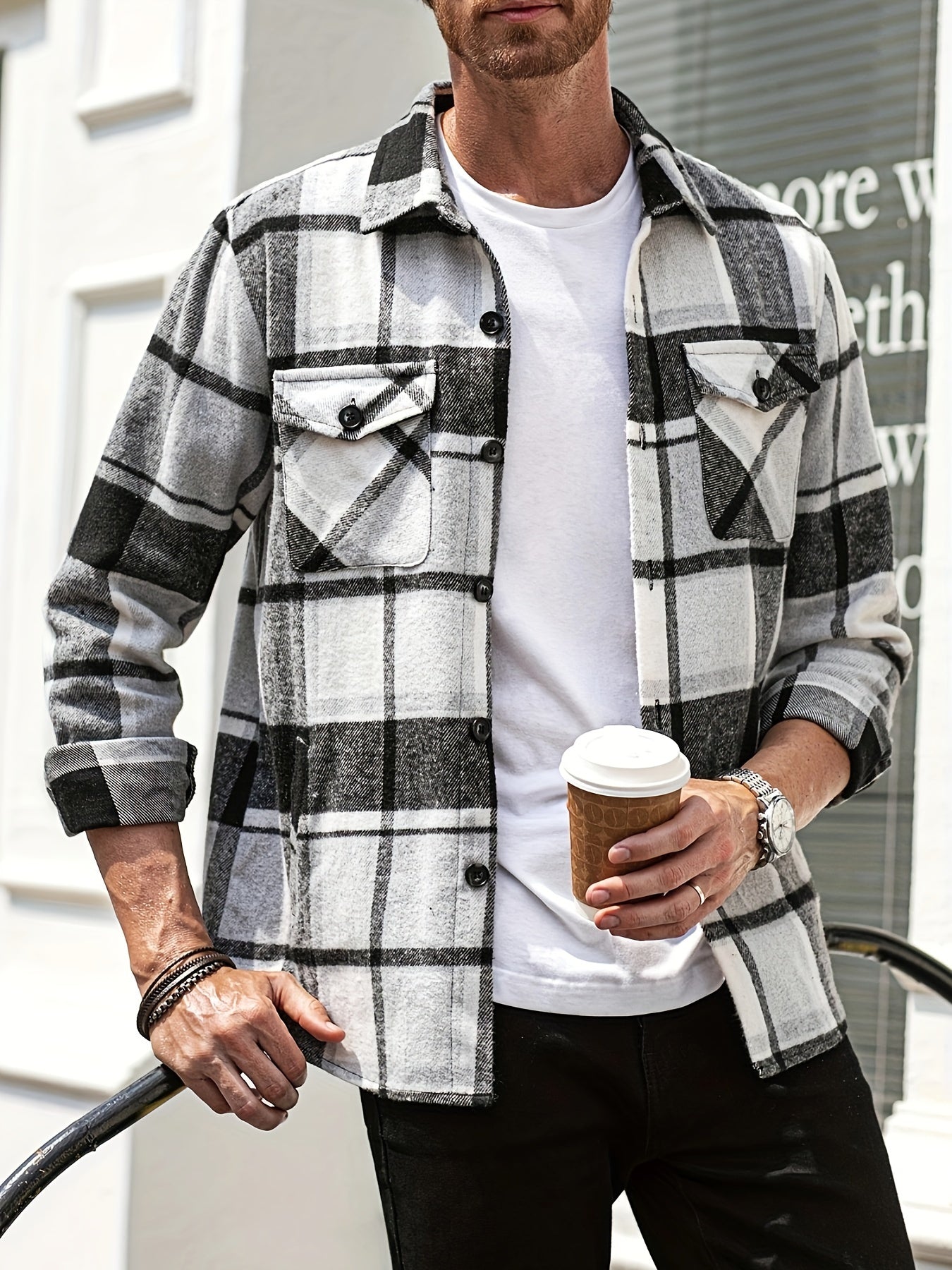 Effortless Style & Comfort: Men's Plaid Flannel Shirt Jacket for Fall/Winter - Durable, Casual Weekend Wear