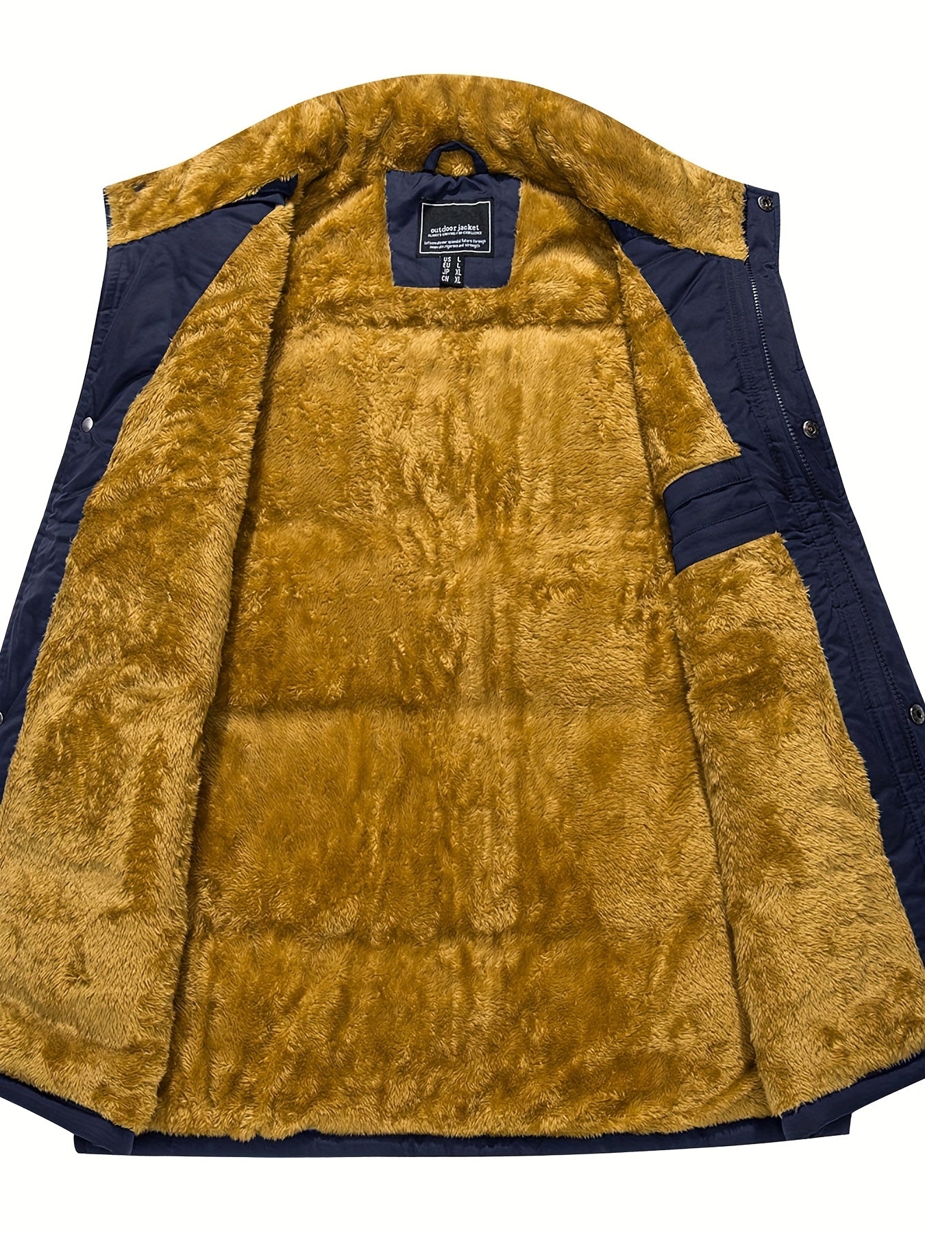 Men'S Windproof Vest with Fleece Lining - Soft, Warm, and, Multiple Pockets, Zippered Chest Pocket, Flap Button Side Pockets, One Inner Pocket, Windbreaker + Stand Collar Design for Outdoor Casual Wear, Winter Vest, H Stand C