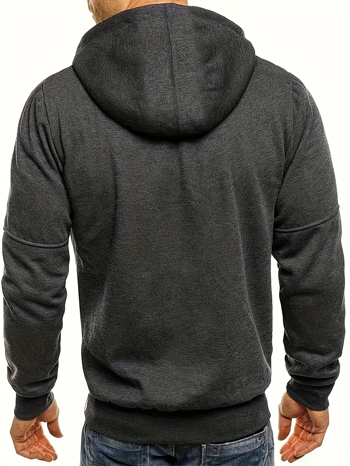 Mens Essential Zip-Up Hoodie - Long Sleeve, Lightweight, Gym-Ready Jacket for Spring & Fall