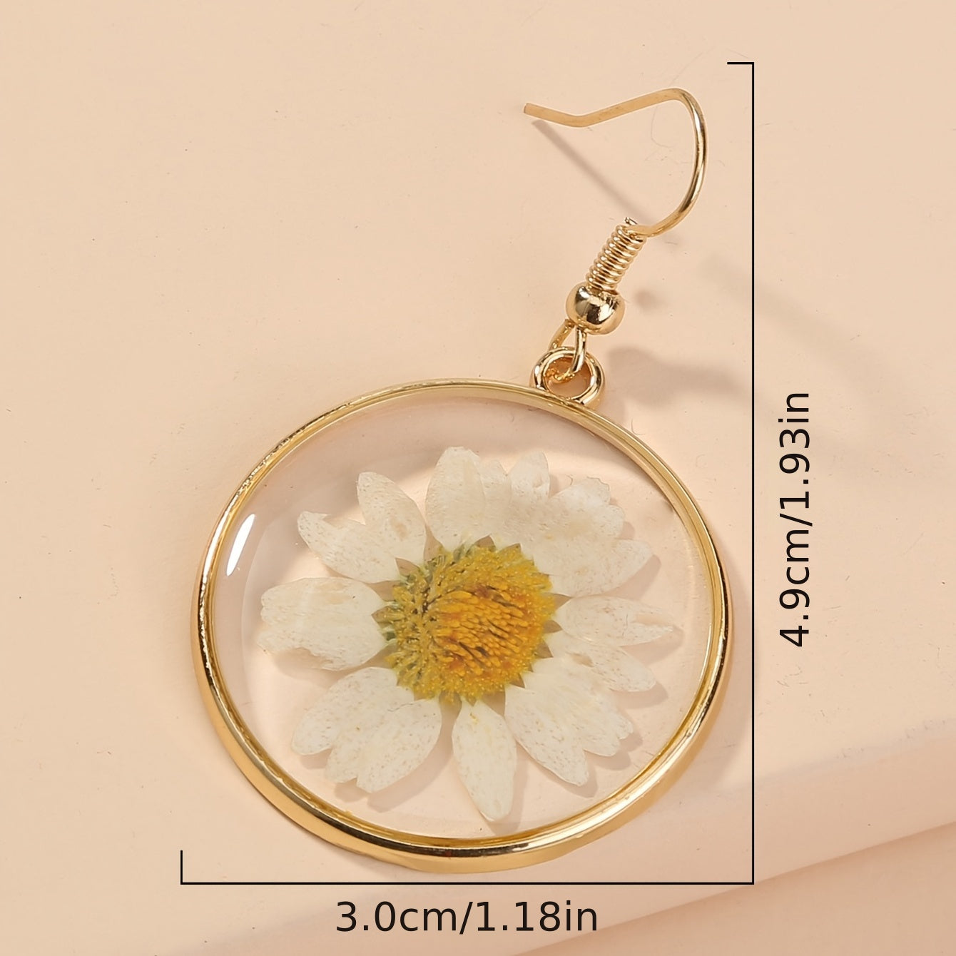 Nickle-Free Copper Dangle Earrings - Nooxian Elegant White Chrysanthemum - Boho Vacation Style with Golden-Tone Finish, Perfect for Everyday & Getaways