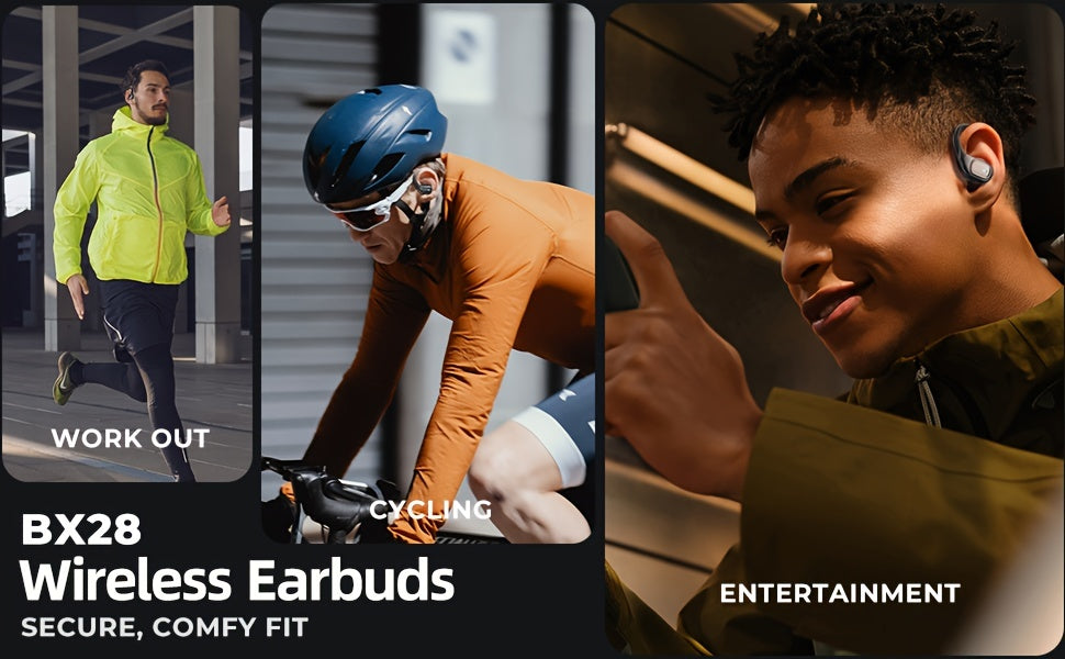 LIFEBEE New Wireless Earphones, Wireless Earbuds for Running Sports, Stereo Audio LED Display, ENC Noise Cancelling Headset Built-in Mic Over-Ear Headphones Earphones with Earhooks