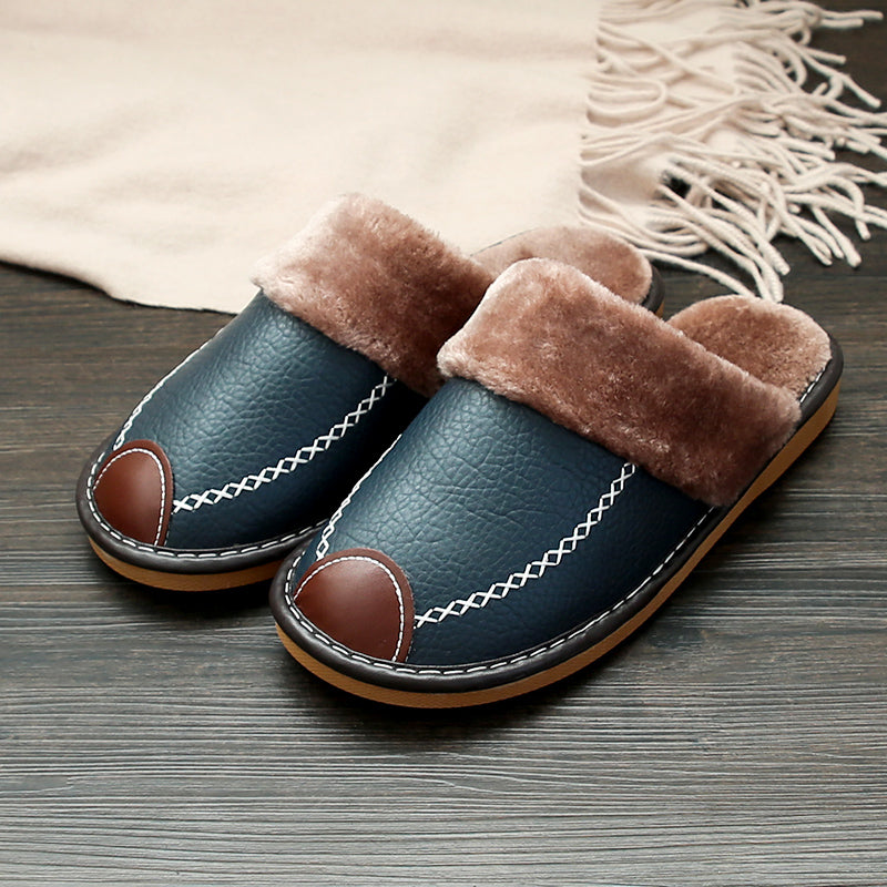 Men's Warm Fleece Cozy Slides, Comfortable Fuzzy Soft Slippers, Plush Comfy Non-slip Home Shoes, Winter