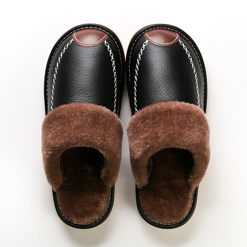 Men's Warm Fleece Cozy Slides, Comfortable Fuzzy Soft Slippers, Plush Comfy Non-slip Home Shoes, Winter