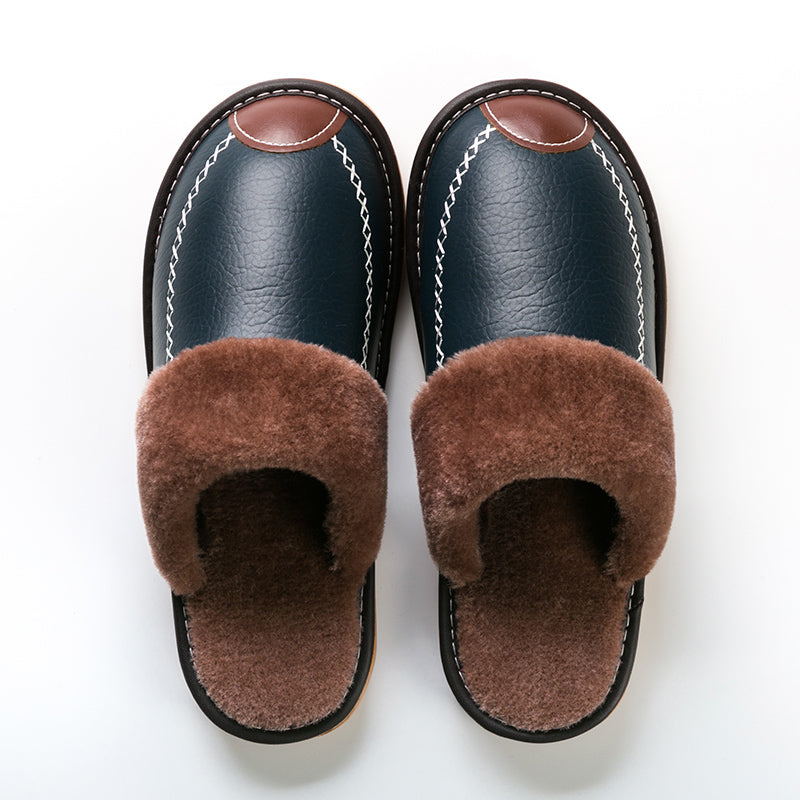 Men's Warm Fleece Cozy Slides, Comfortable Fuzzy Soft Slippers, Plush Comfy Non-slip Home Shoes, Winter