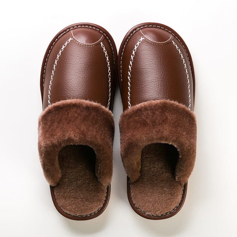 Men's Warm Fleece Cozy Slides, Comfortable Fuzzy Soft Slippers, Plush Comfy Non-slip Home Shoes, Winter