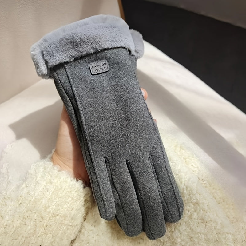 Pair of Thickened Warm Winter Gloves, Unisex Touchscreen Gloves for Outdoor Skiing and Cycling
