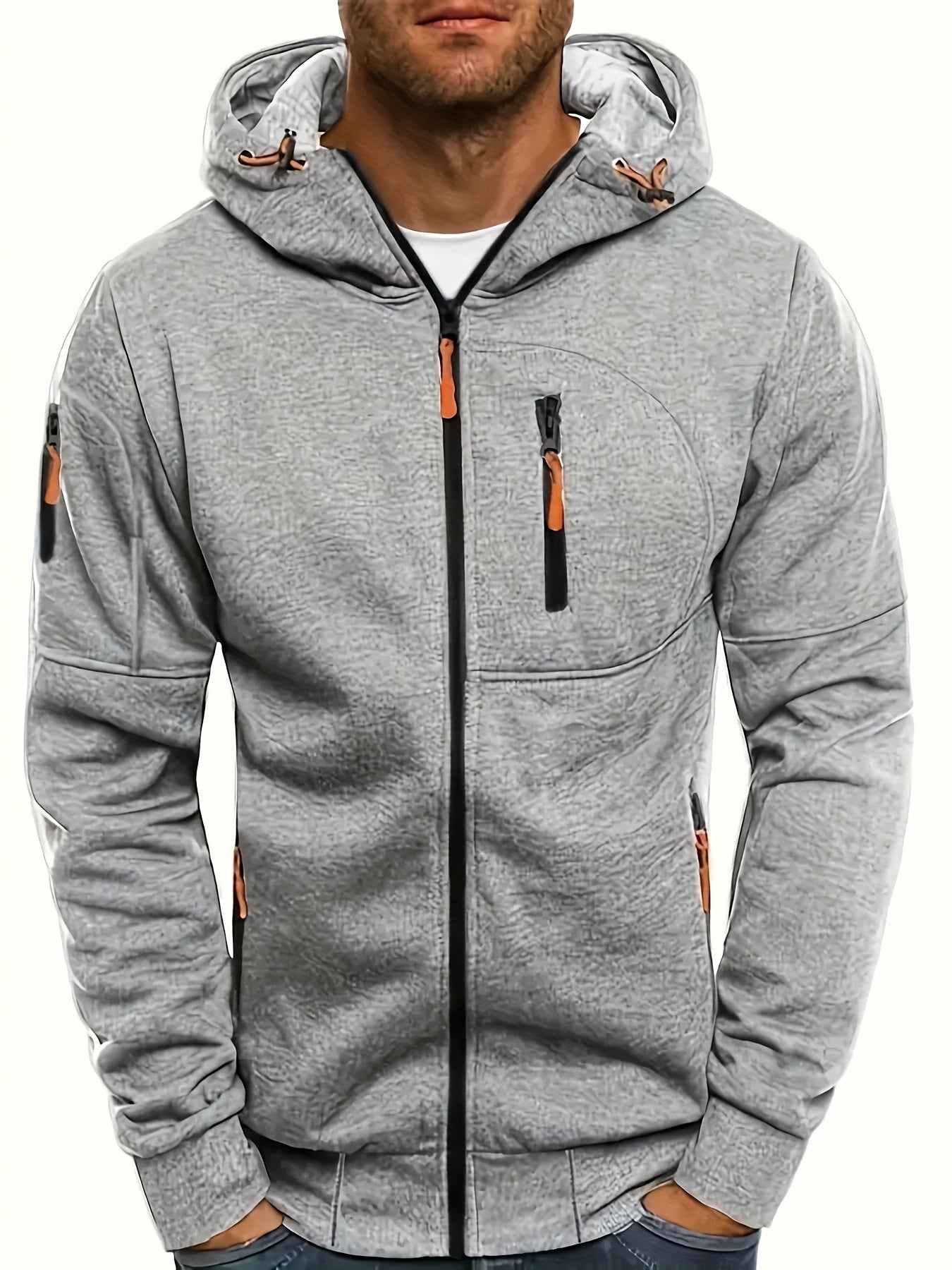 Mens Essential Zip-Up Hoodie - Long Sleeve, Lightweight, Gym-Ready Jacket for Spring & Fall
