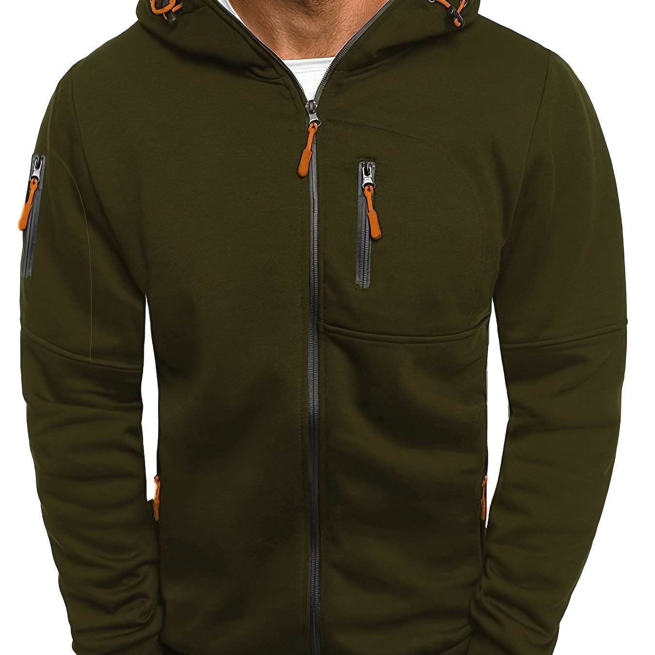 Mens Essential Zip-Up Hoodie - Long Sleeve, Lightweight, Gym-Ready Jacket for Spring & Fall