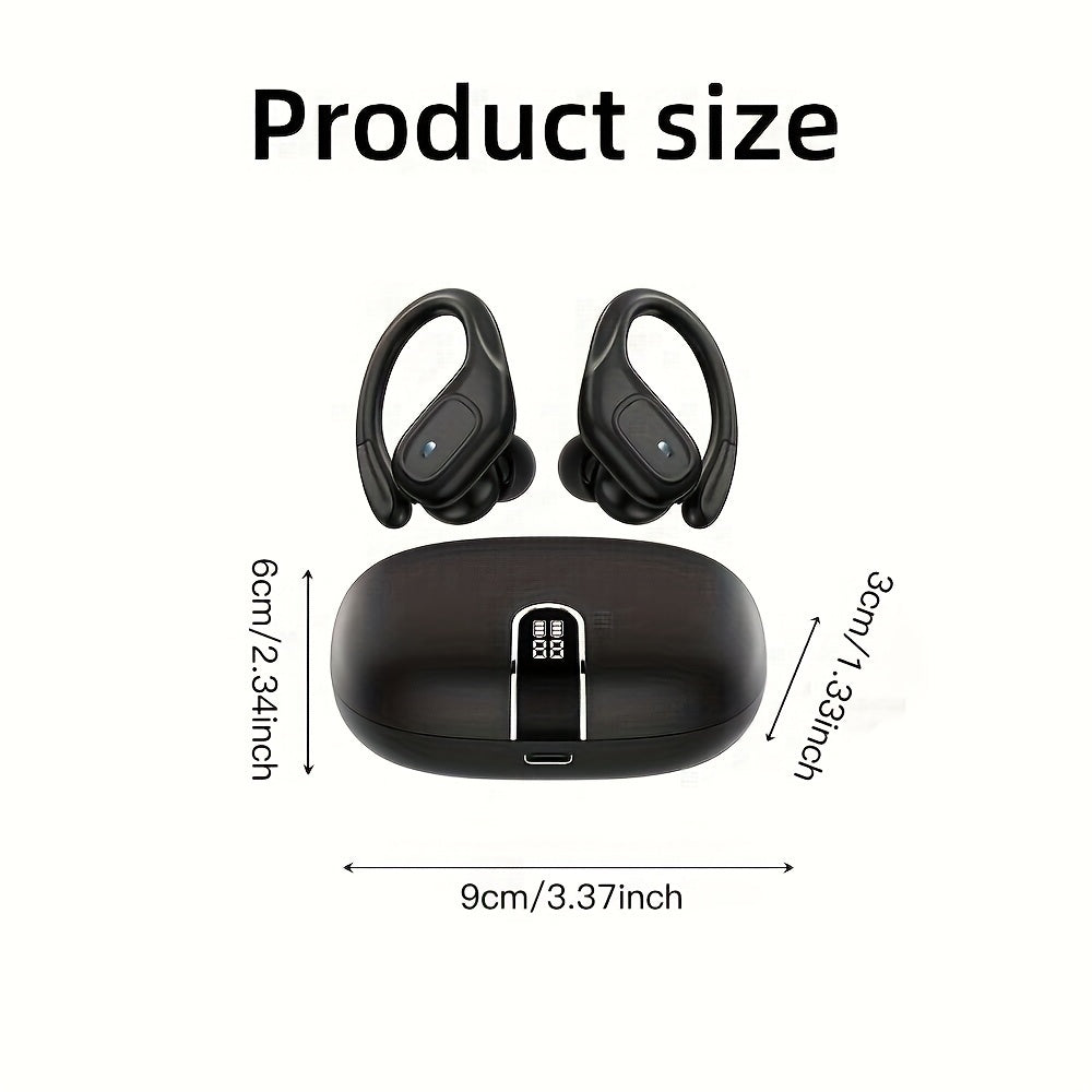LIFEBEE New Wireless Earphones, Wireless Earbuds for Running Sports, Stereo Audio LED Display, ENC Noise Cancelling Headset Built-in Mic Over-Ear Headphones Earphones with Earhooks