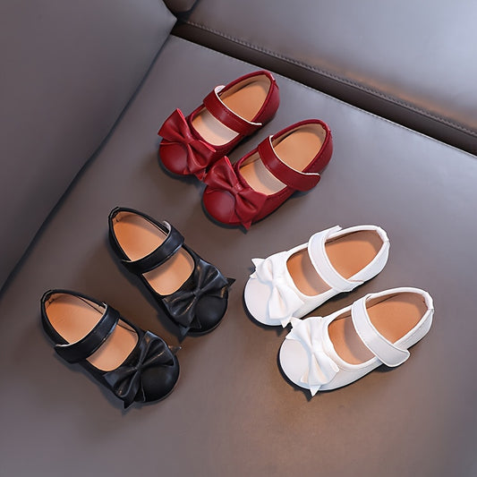 Girls Shoes Mary Jane Flats Soft Sole Non-slip Bow Decor Princess Shoes