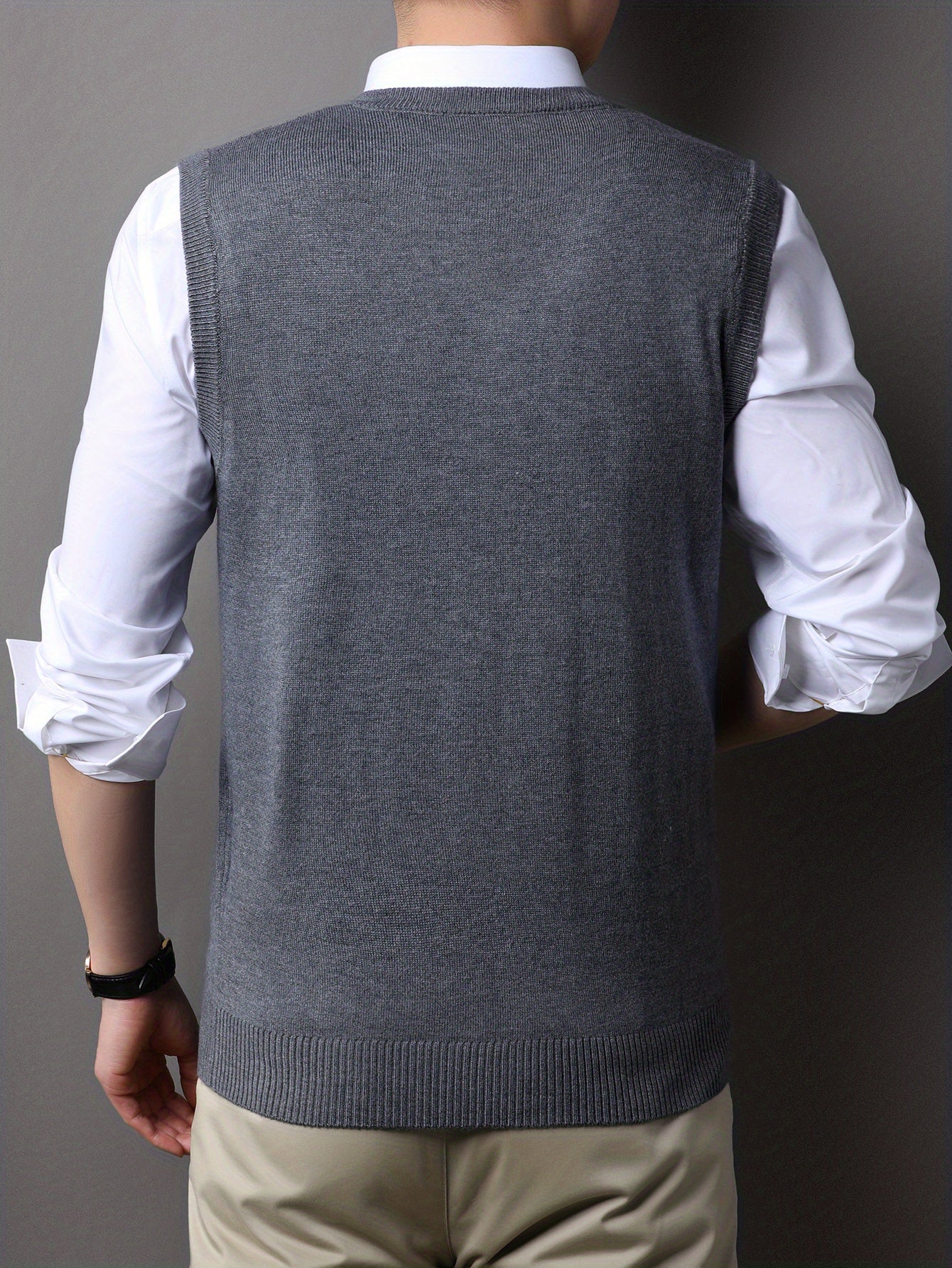 Casual Knitted Pullover, V-neck Sleeveless Thermal Jacket, Wool Vest, Men's Tank Top For Autumn And Winter
