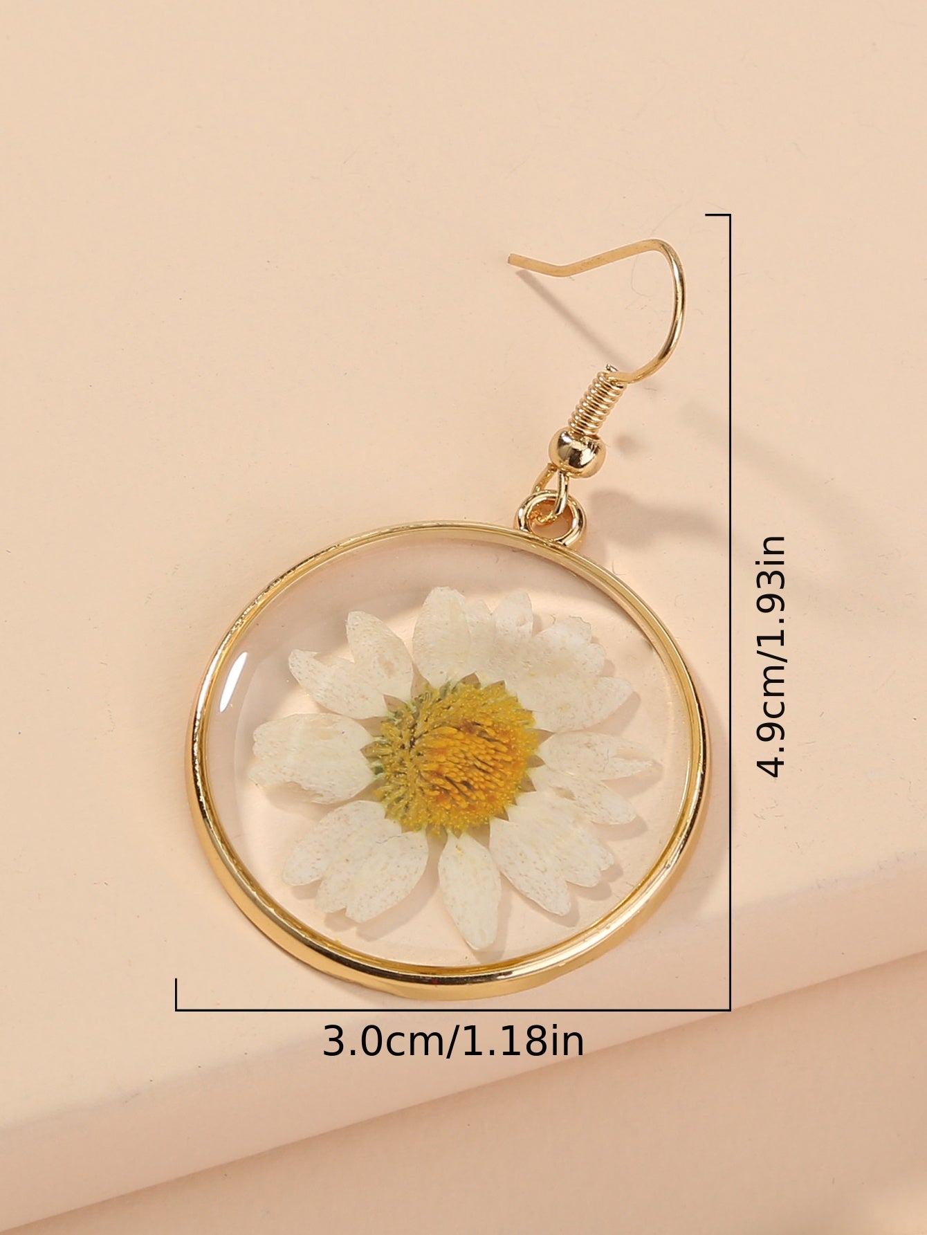 Nickle-Free Copper Dangle Earrings - Nooxian Elegant White Chrysanthemum - Boho Vacation Style with Golden-Tone Finish, Perfect for Everyday & Getaways