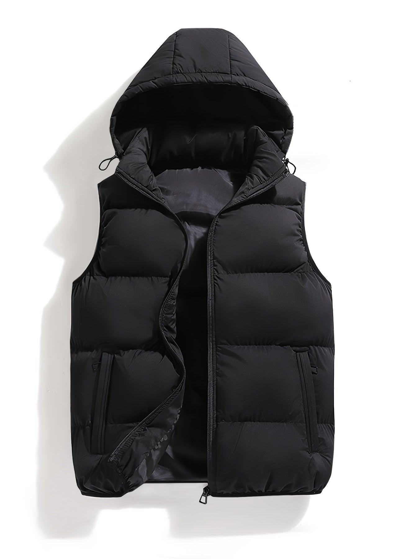 Men's solid Hooded Puffer Vest for autumn and winter