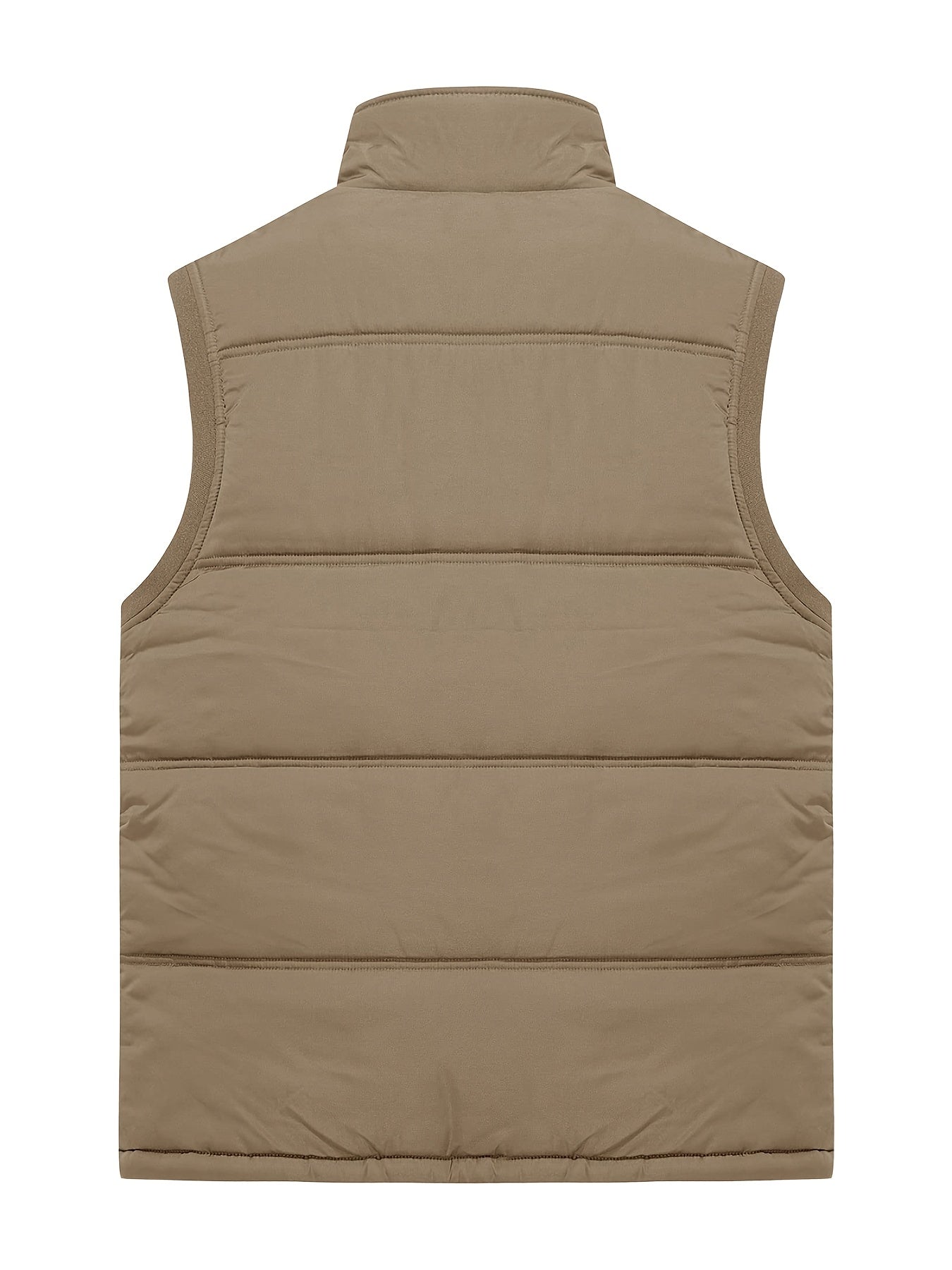 Men'S Windproof Vest with Fleece Lining - Soft, Warm, and, Multiple Pockets, Zippered Chest Pocket, Flap Button Side Pockets, One Inner Pocket, Windbreaker + Stand Collar Design for Outdoor Casual Wear, Winter Vest, H Stand C