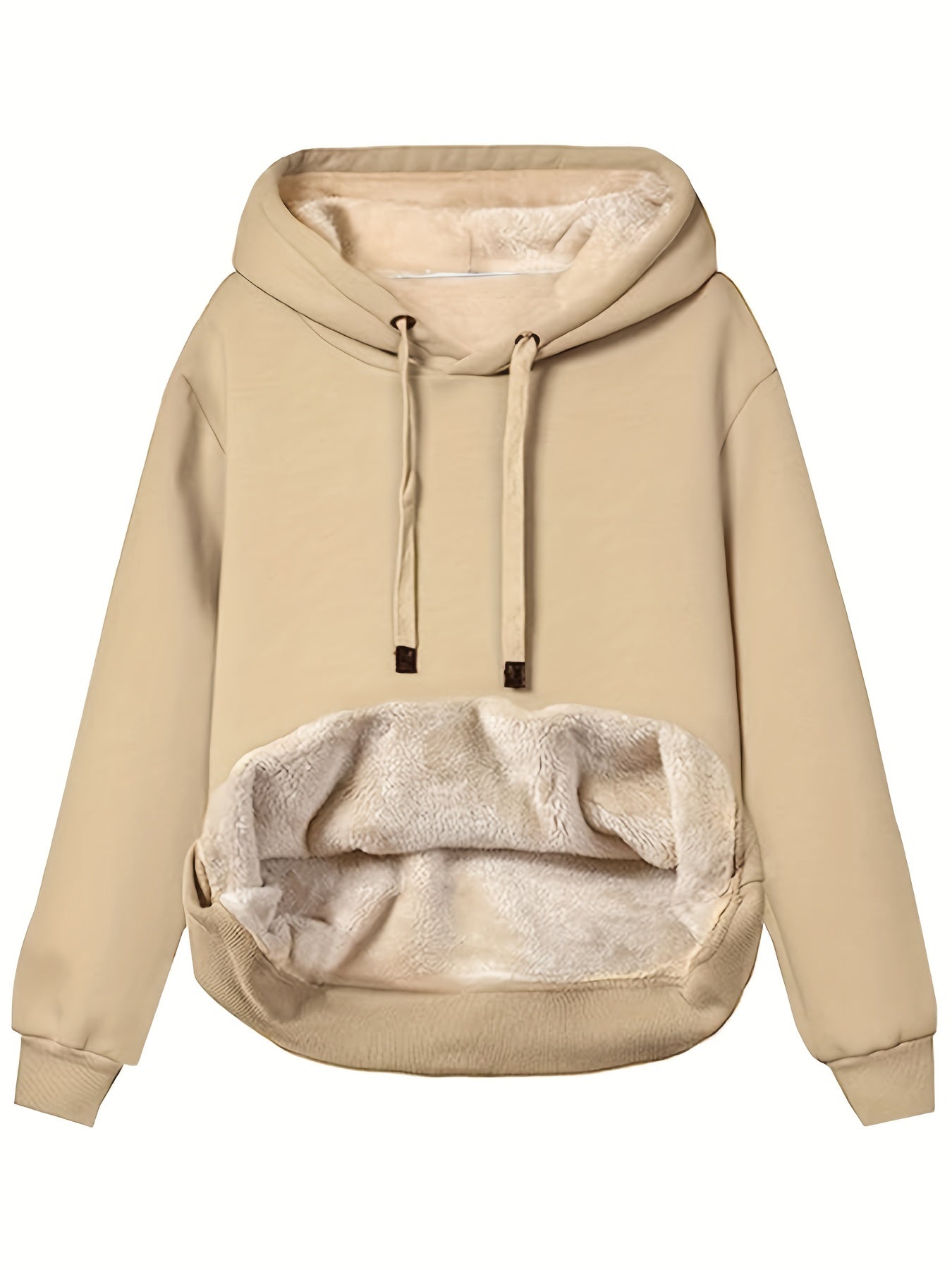Solid Kangaroo Pocket Hoodie, Casual Long Sleeve Hoodie For Fall & Winter, Women's Clothing