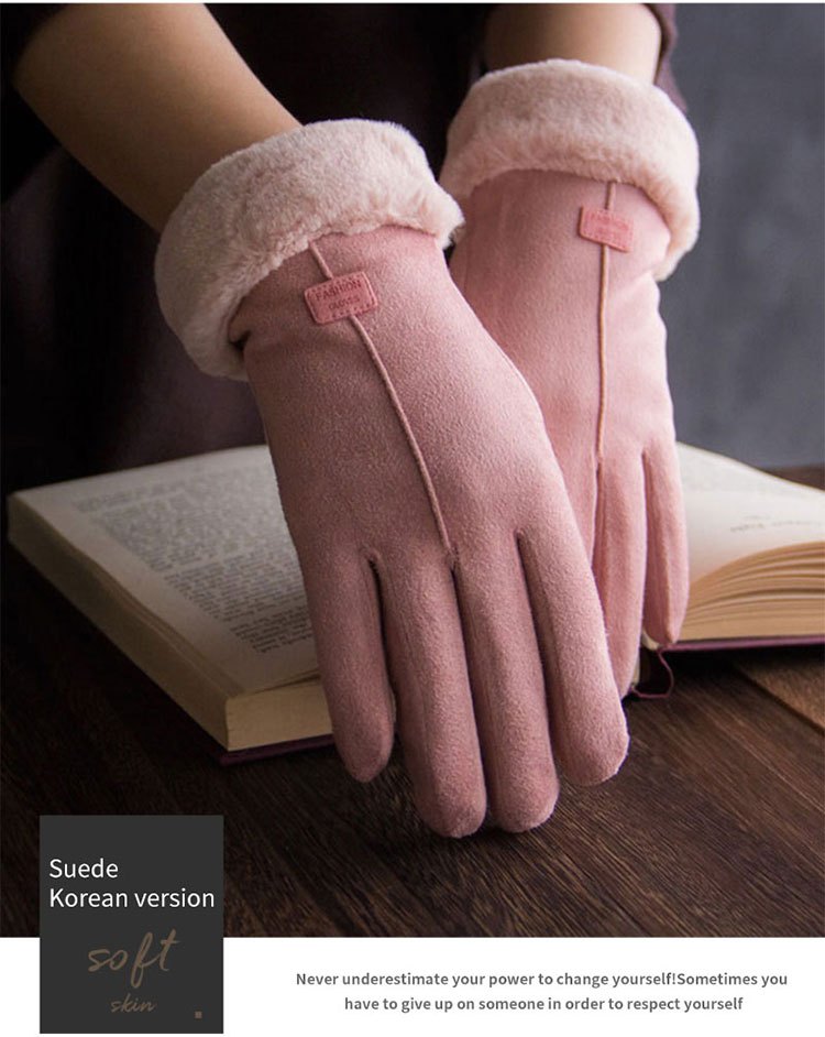 [Women's Winter Gloves] Cozy Touchscreen-Compatible Winter Gloves for Women - Plush, Thickened Five-Finger Design for Warmth and Comfort During Outdoor Activities, Students, Riding