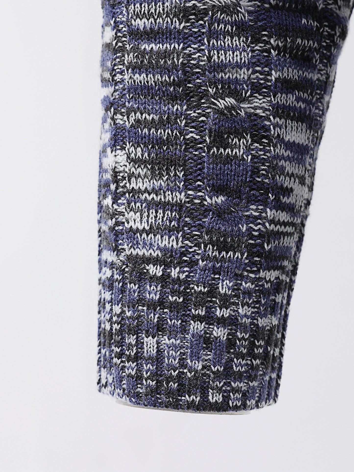 All Match Knitted Color Block Sweater, Men's Casual Warm Mid Stretch Round Neck Pullover Sweater For Fall Winter