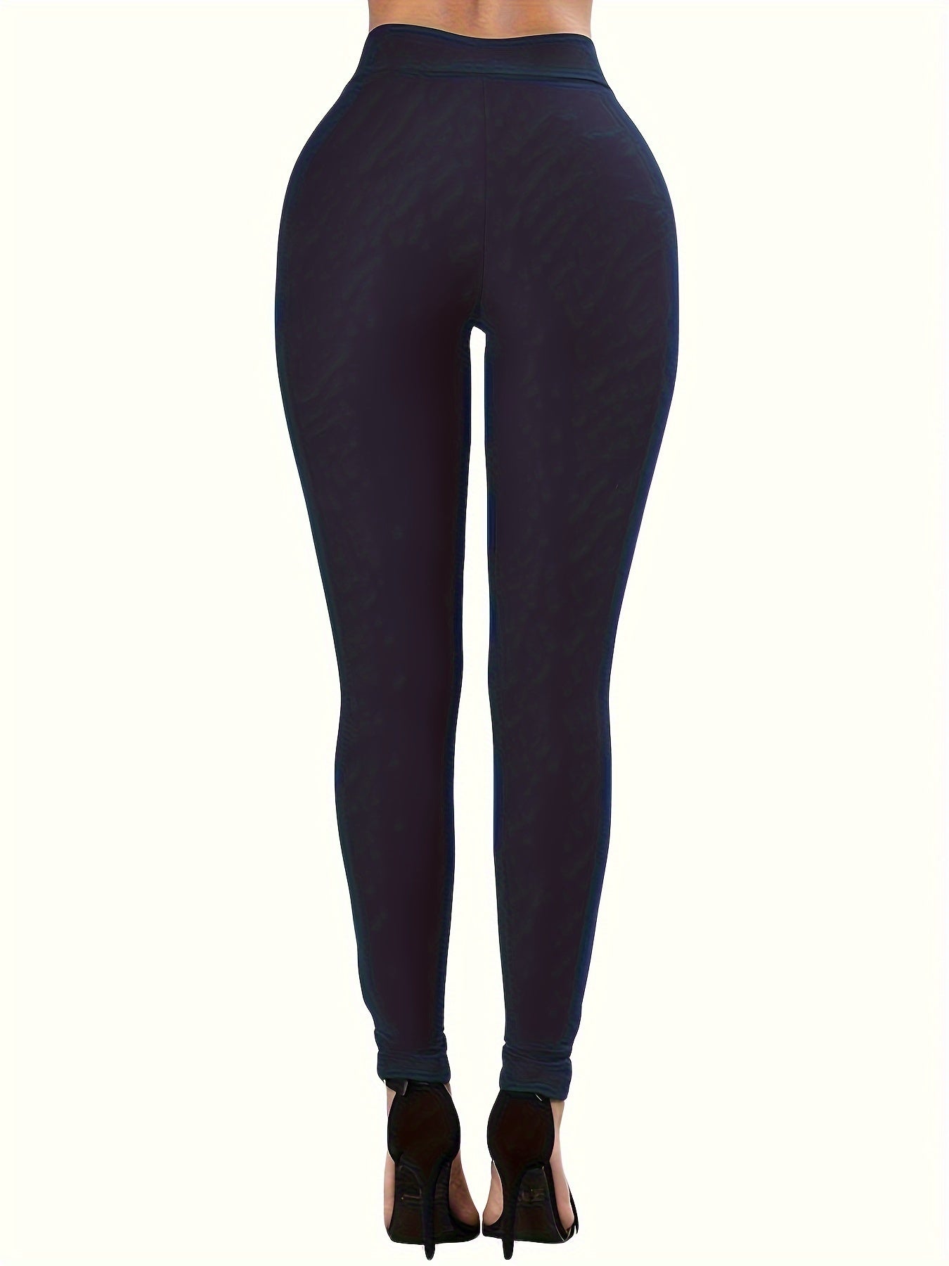 Sexy Cross-Strap High-Waist Leggings with Eyelet Detail, Stretch Polyester Blend, Solid Color Cropped Pants for Women - Perfect for Fall/Spring