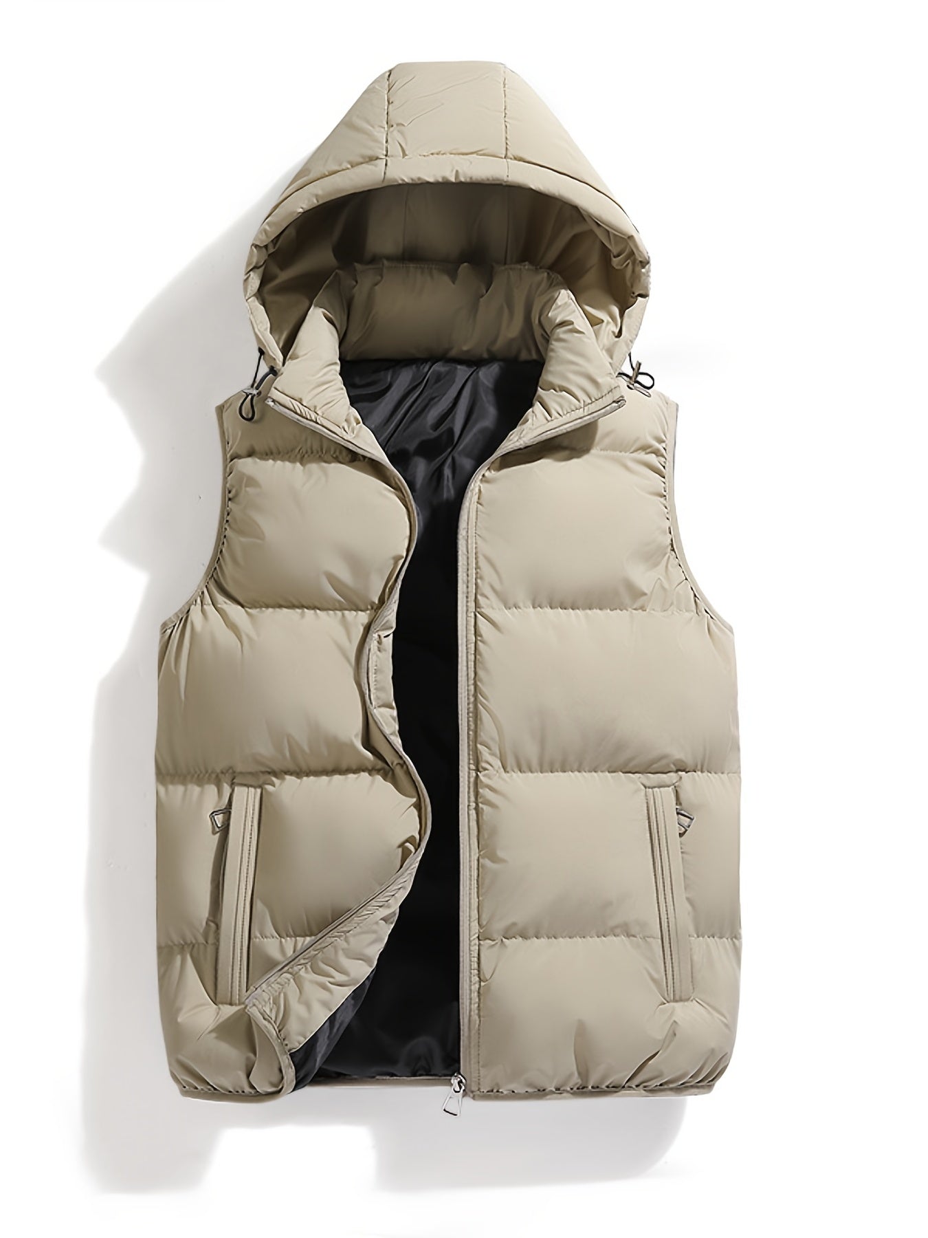 Men's solid Hooded Puffer Vest for autumn and winter
