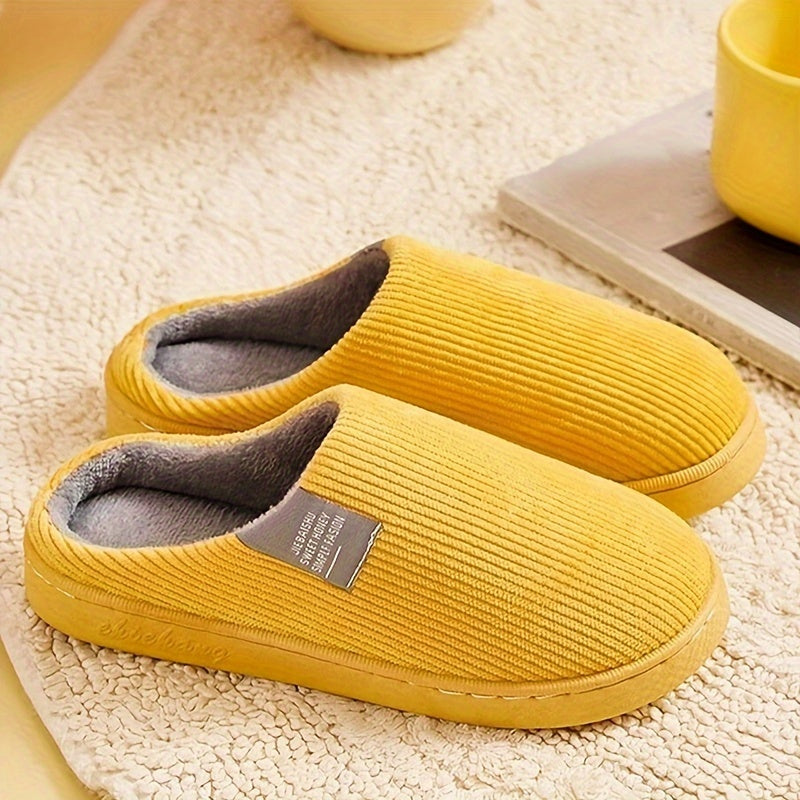 Women's Plush Lined Slippers, Warm Winter Indoor Bedroom Fuzzy Shoes, Home Mute Slippers