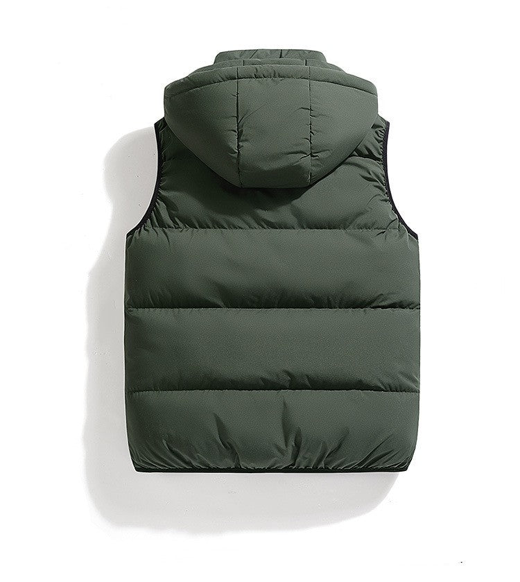 Men's solid Hooded Puffer Vest for autumn and winter