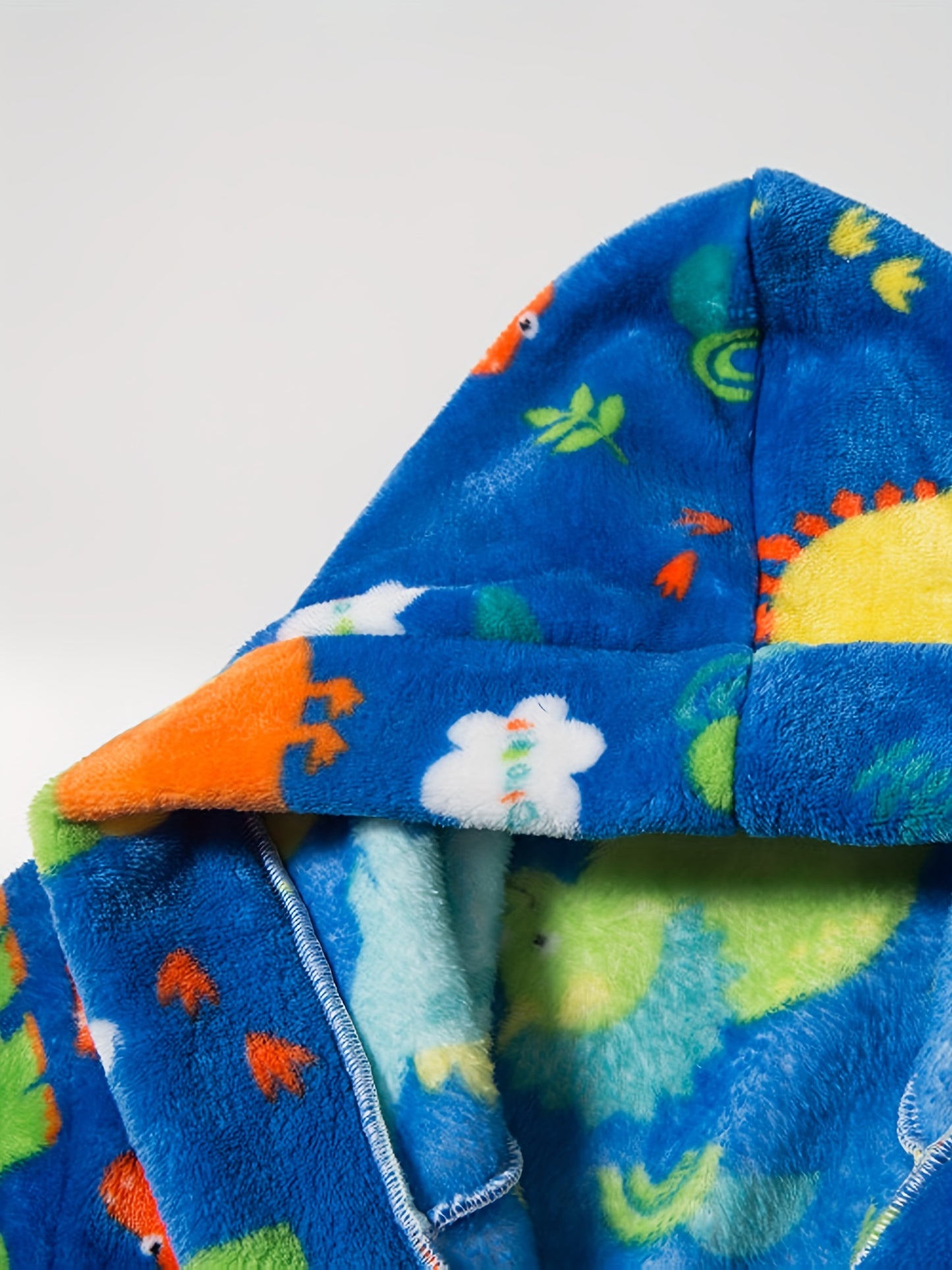 Boys Astronaut Planet Print Flannel Bathrobe, Soft Hoodie Sleepwear for Kids