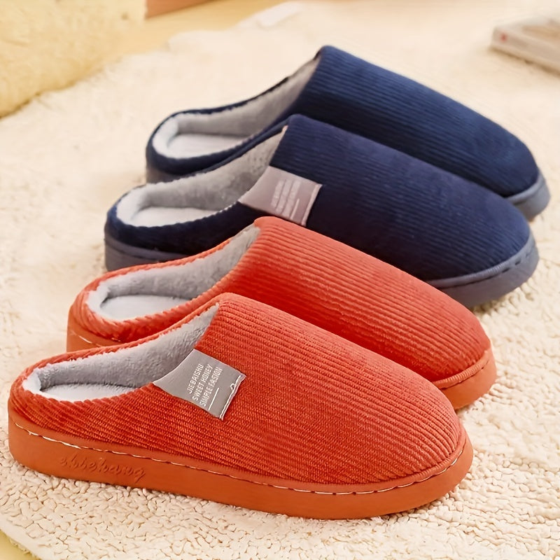 Women's Plush Lined Slippers, Warm Winter Indoor Bedroom Fuzzy Shoes, Home Mute Slippers
