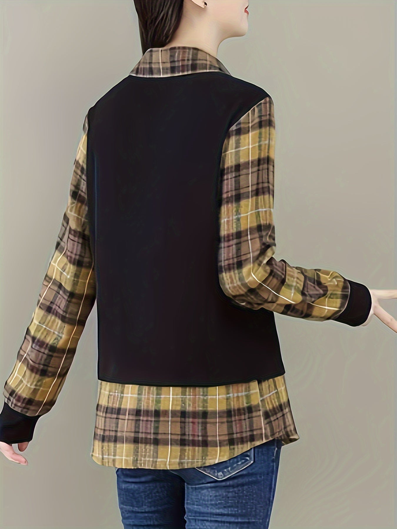 Color Block Zip Up Jacket, Casual Long Sleeve Jacket For Fall & Winter, Women's Clothing