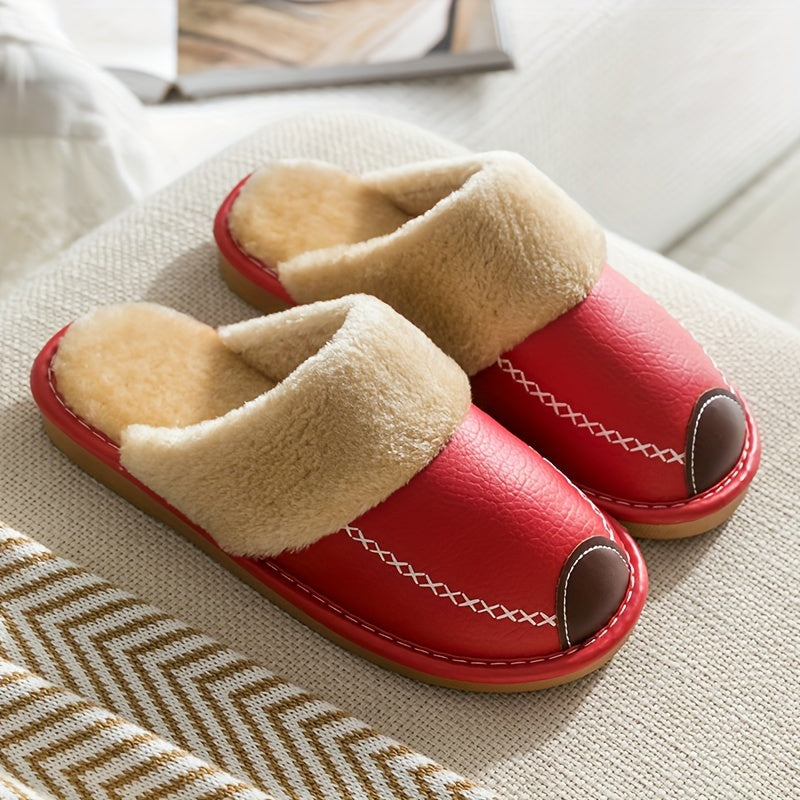 Men's Warm Fleece Cozy Slides, Comfortable Fuzzy Soft Slippers, Plush Comfy Non-slip Home Shoes, Winter