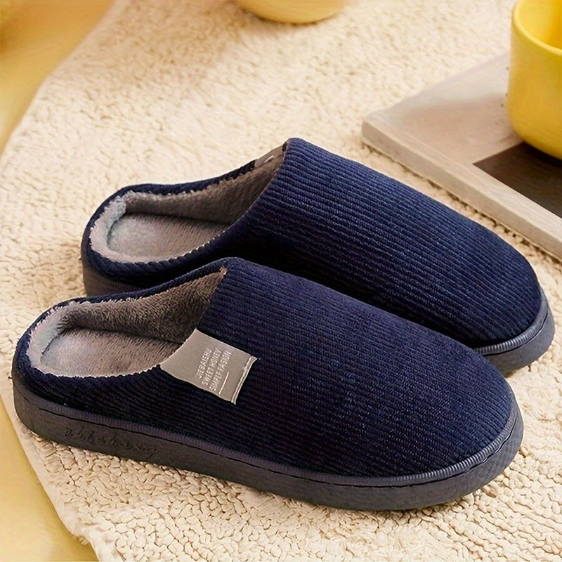 Women's Plush Lined Slippers, Warm Winter Indoor Bedroom Fuzzy Shoes, Home Mute Slippers
