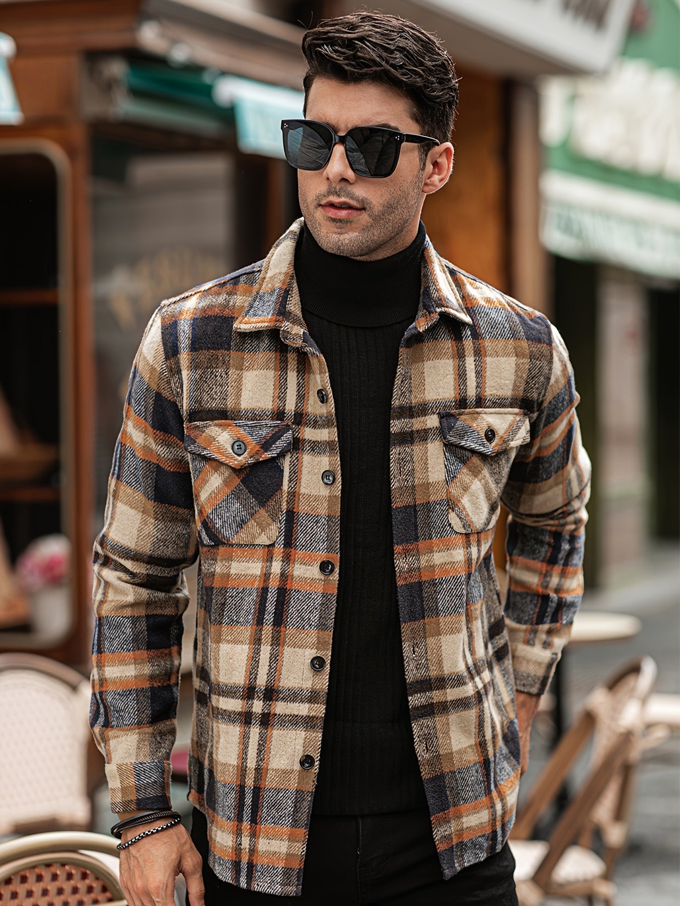Effortless Style & Comfort: Men's Plaid Flannel Shirt Jacket for Fall/Winter - Durable, Casual Weekend Wear
