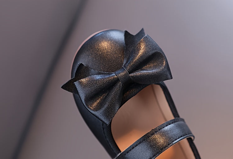 Girls Shoes Mary Jane Flats Soft Sole Non-slip Bow Decor Princess Shoes