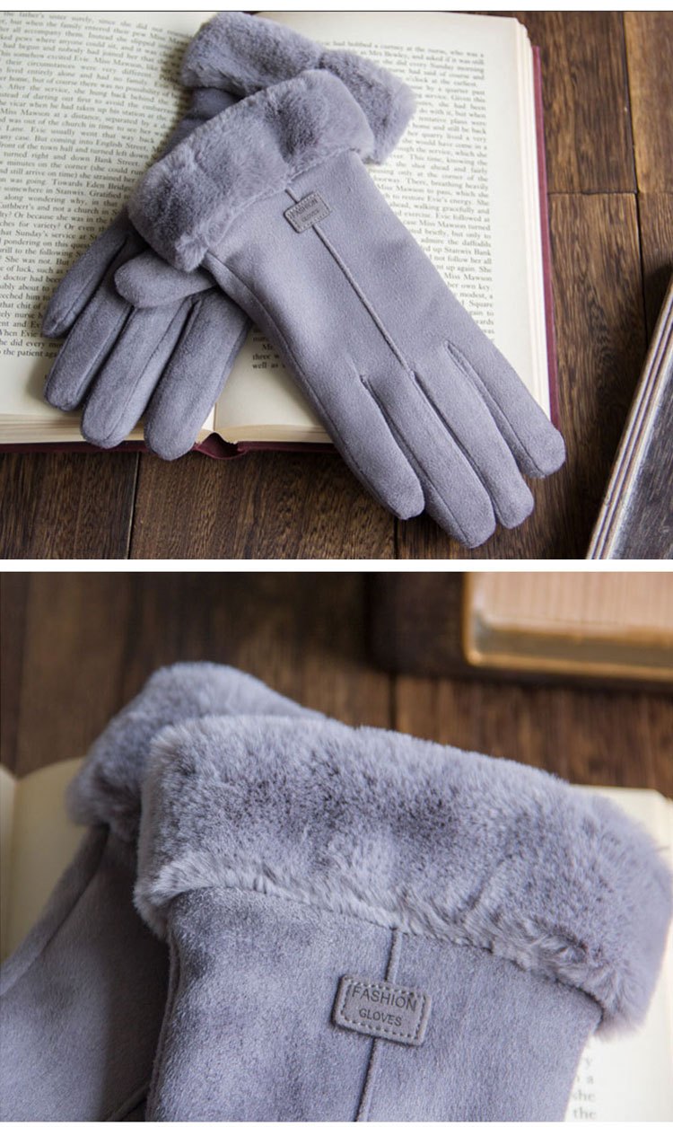 [Women's Winter Gloves] Cozy Touchscreen-Compatible Winter Gloves for Women - Plush, Thickened Five-Finger Design for Warmth and Comfort During Outdoor Activities, Students, Riding