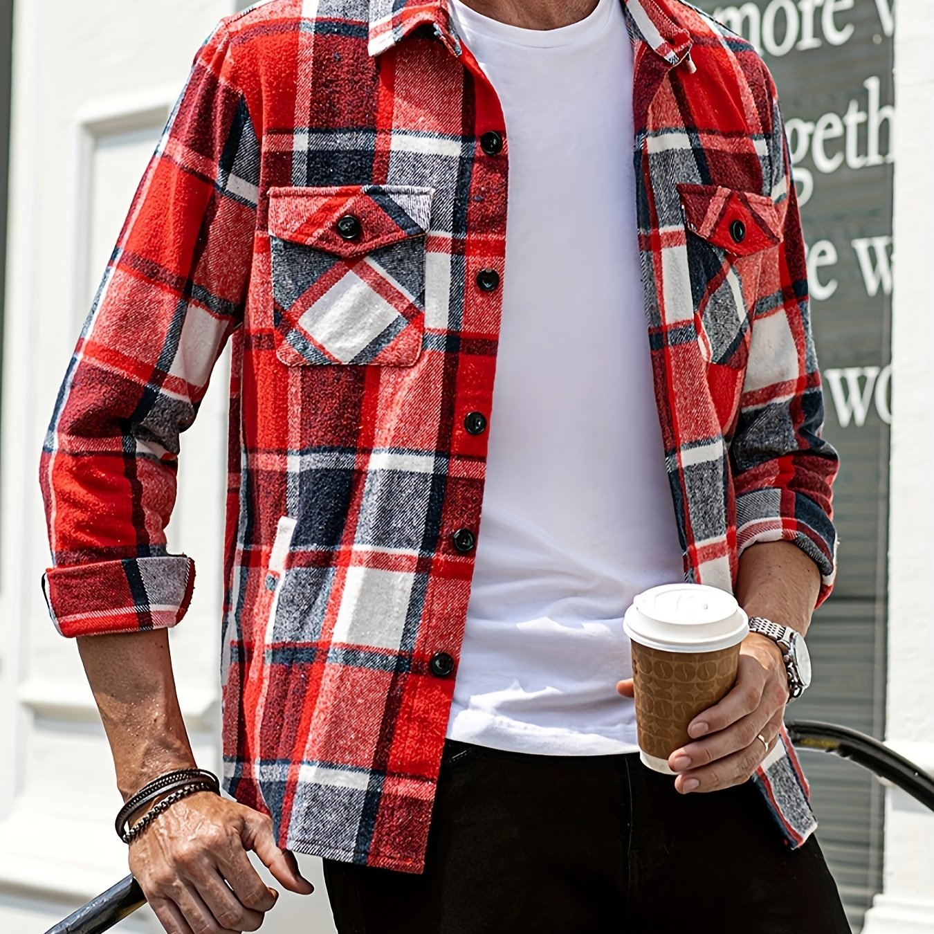 Effortless Style & Comfort: Men's Plaid Flannel Shirt Jacket for Fall/Winter - Durable, Casual Weekend Wear