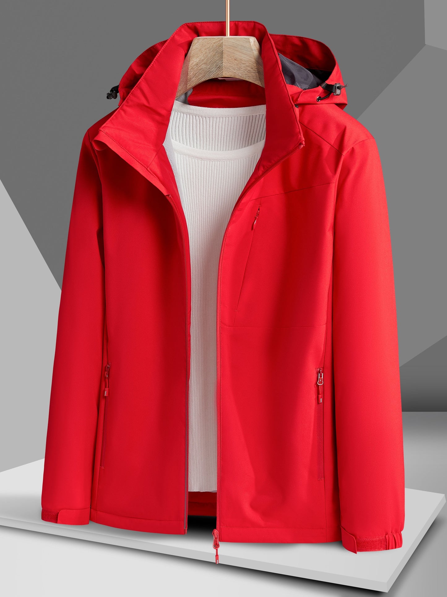 Women's Autumn and Winter Outdoor Sports Casual Warm Fleece Lined Windproof Stand Collar Jacket