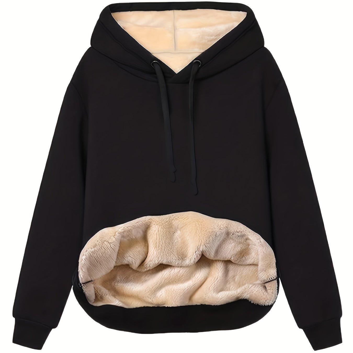 Solid Kangaroo Pocket Hoodie, Casual Long Sleeve Hoodie For Fall & Winter, Women's Clothing