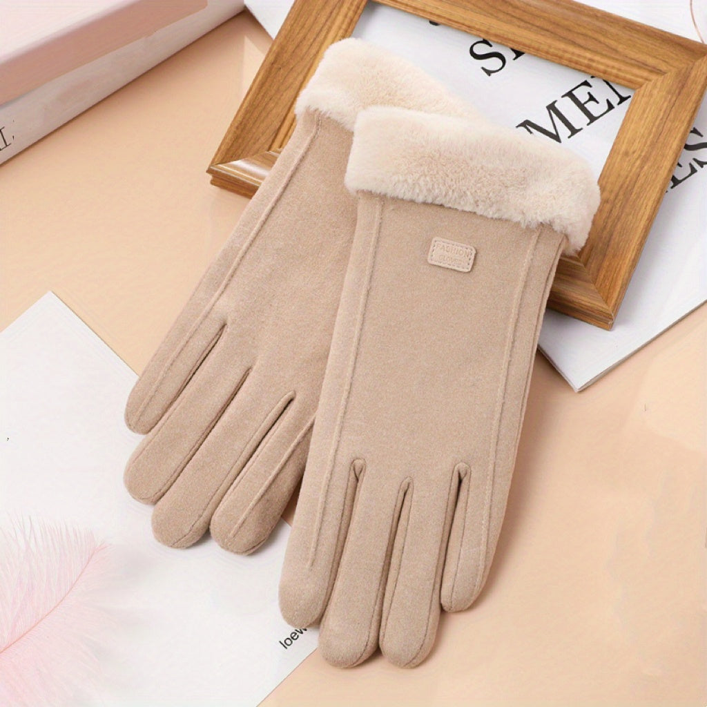 Pair of Thickened Warm Winter Gloves, Unisex Touchscreen Gloves for Outdoor Skiing and Cycling