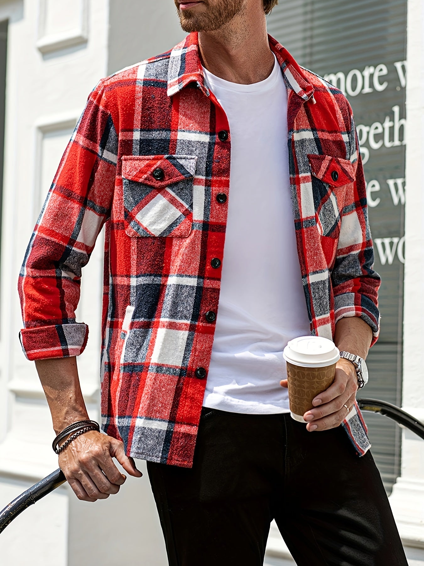 Effortless Style & Comfort: Men's Plaid Flannel Shirt Jacket for Fall/Winter - Durable, Casual Weekend Wear