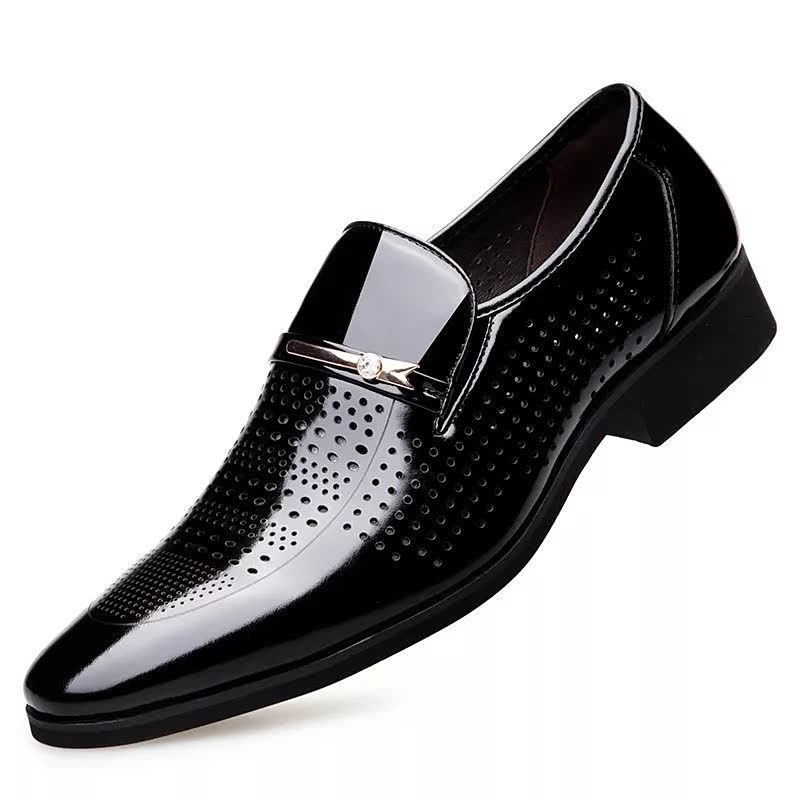 Formal Footwear| Men's Elegant Burgundy Slip-On Dress Shoes - Breathable Hollow Out Design, Comfortable PU Interior, Soft Rubber Sole for Business Meetings & Social Events
