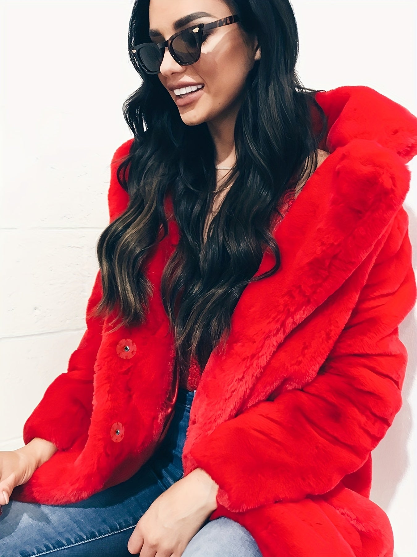 Warm Plush Winter Long Sleeve Coat, Casual Loose Fashion Teddy Outerwear for Women