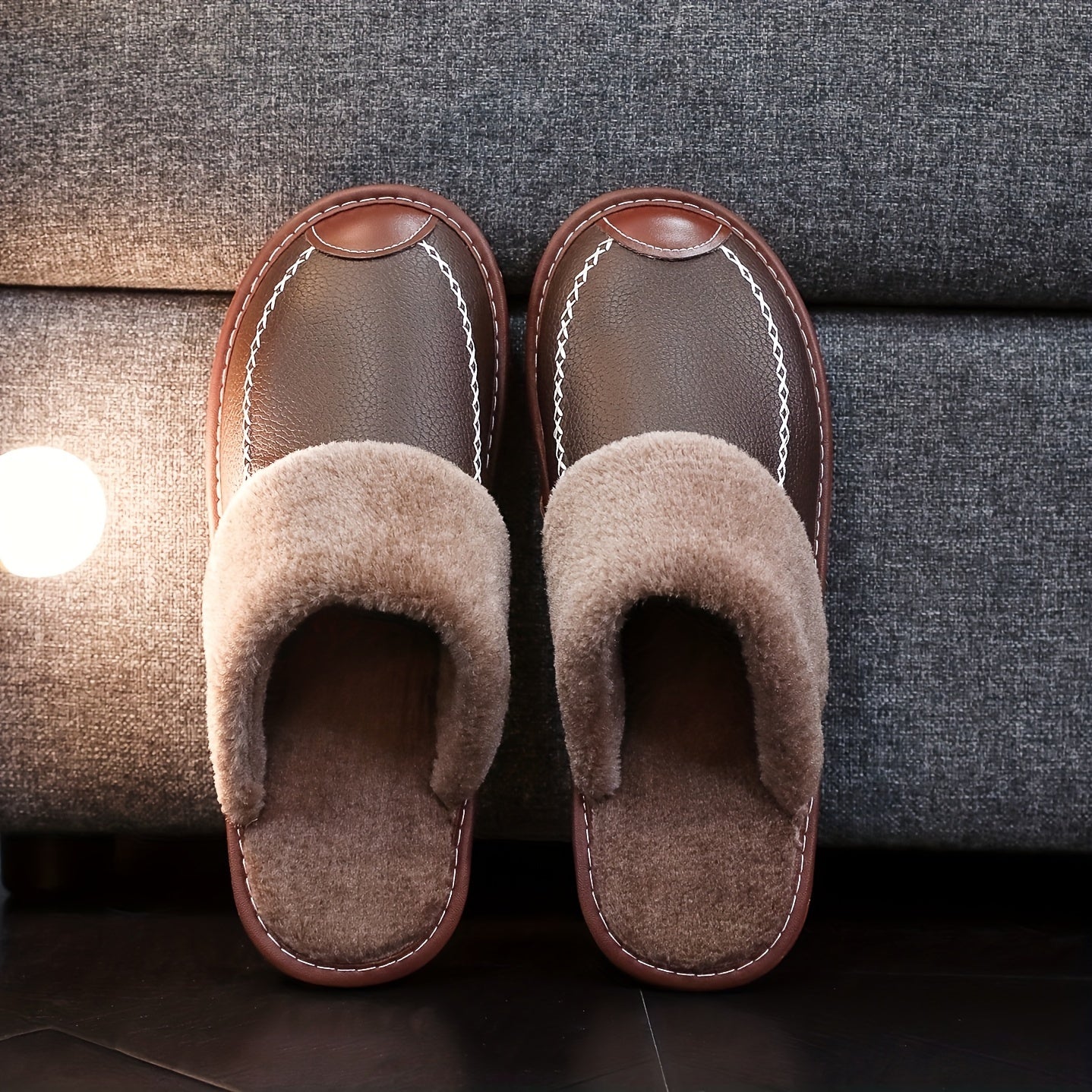 Men's Warm Fleece Cozy Slides, Comfortable Fuzzy Soft Slippers, Plush Comfy Non-slip Home Shoes, Winter