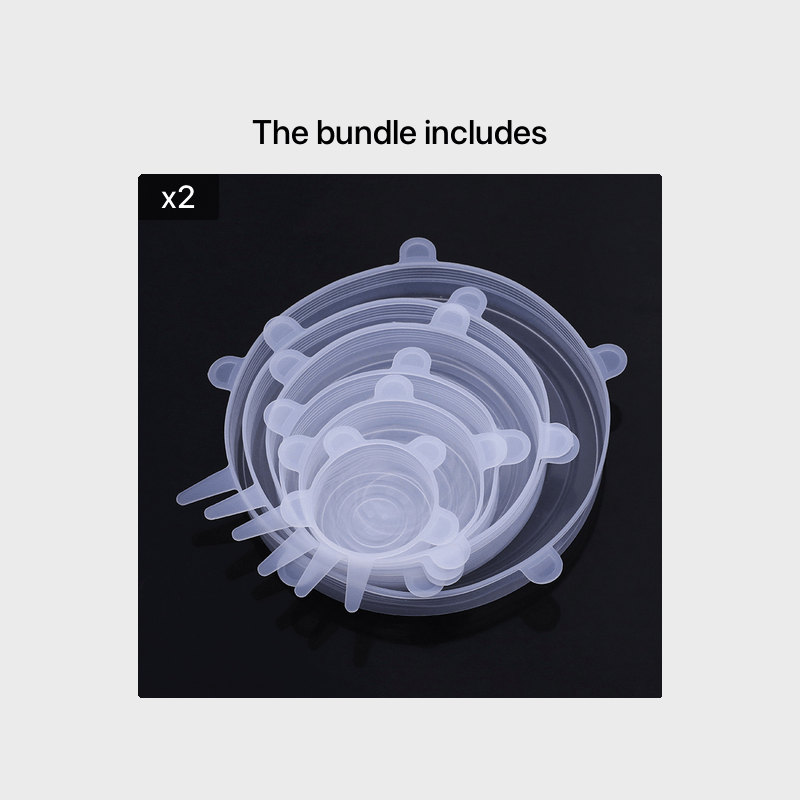 6 Silicone Stretch Lids - Reusable, Durable Food Storage Covers for Bowls - Fits Most Containers in 6 Different Sizes - Dishwasher and Refrigerator Safe