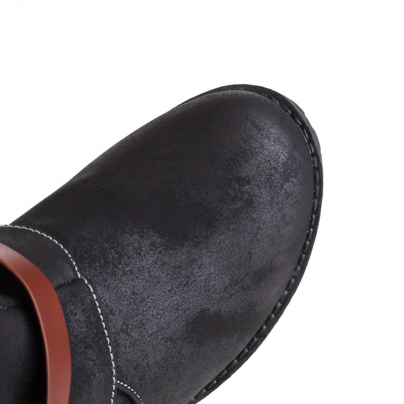 Mid-calf vintage western boots for women; warm, anti-slip, flat, cold-proof long boots in winter.