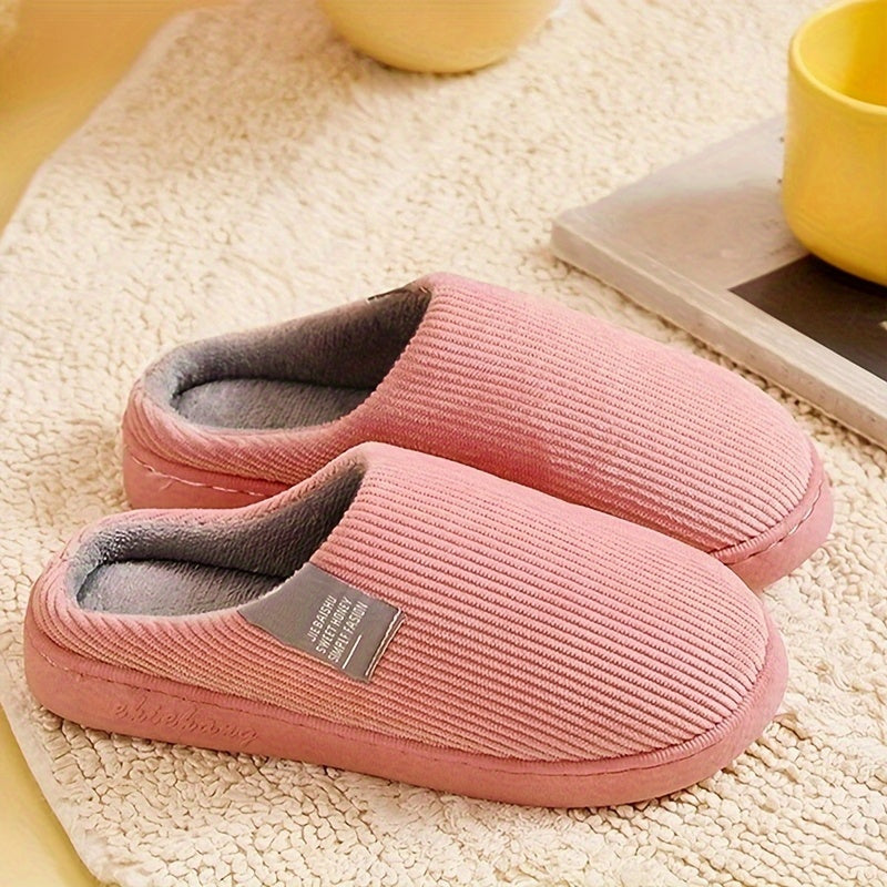 Women's Plush Lined Slippers, Warm Winter Indoor Bedroom Fuzzy Shoes, Home Mute Slippers